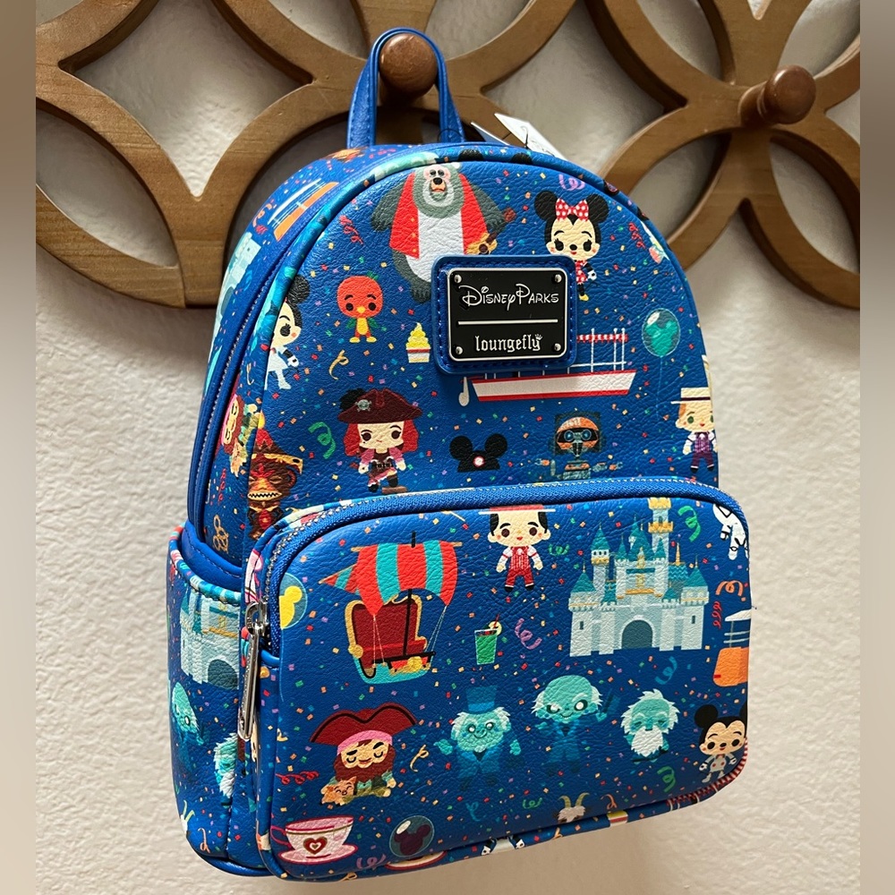 New LOUNGEFLY DISNEY PARKS mini backpack purse Pirates haunted mansion teacups